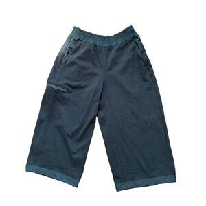 ATHLETA Athletic Pants Black Wide Leg Cropped Pull-up Pockets Size M/P